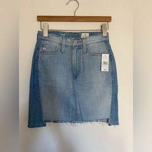 Adriano Goldschmied The Vera Mini Skirt 2 tones Womens Sz 24 Blue Denim Raw Hem